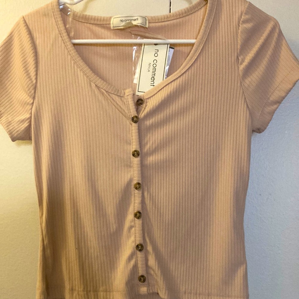New Small No Comment tan crop top